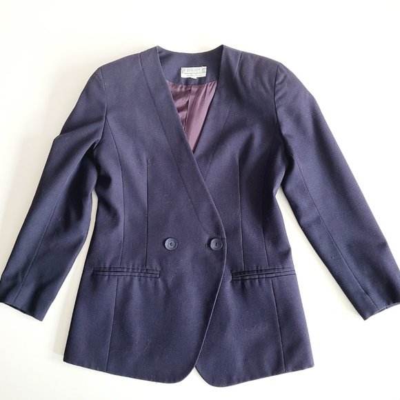 Vintage Braemar Petites by Jeremy Scott dark blue blazer. - Picture 8 of 15